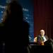 Federal Reserve Chairman Ben Bernanke answers questions submitted by audience members and the public through Twitter at Rackham Auditorium on Monday, Jan. 14. Daniel Brenner I AnnArbor.com